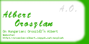 albert oroszlan business card